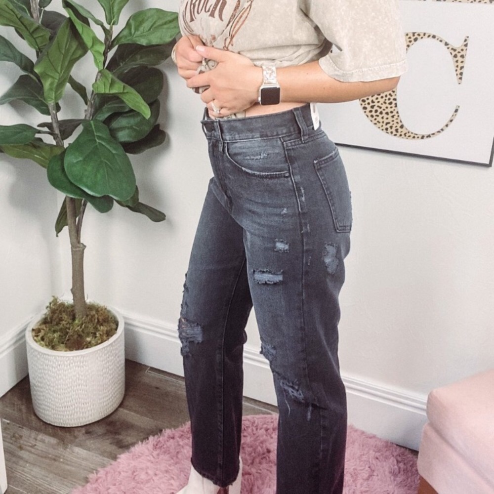 PRICE DROP Dylan Washed Black High Rise Distressed Dad Jean - Picture 5 of 11
